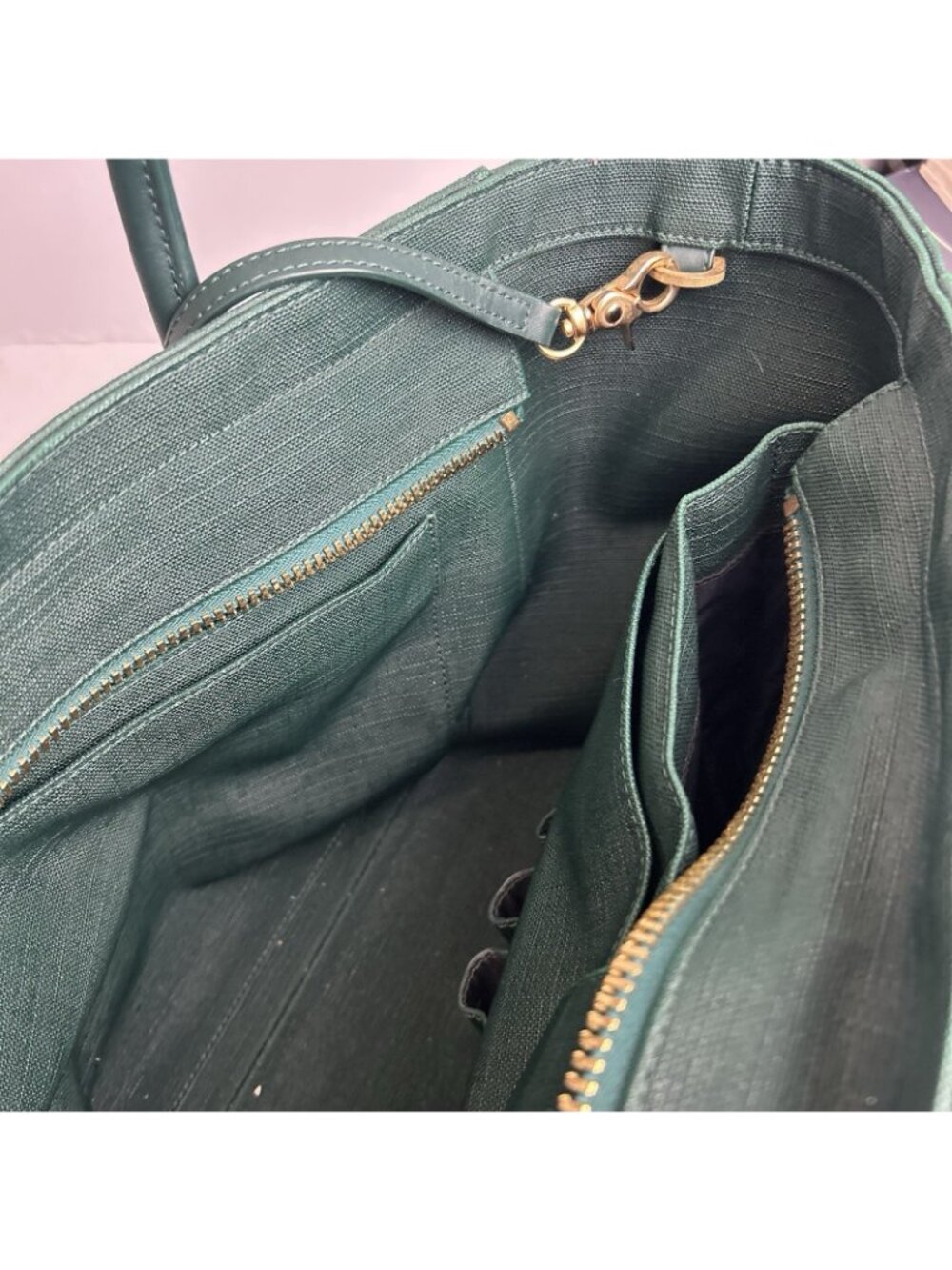 DAGNE DOVER Signature Legend Green Coated Canvas Large Laptop Tote Bag - Picture 11 of 16